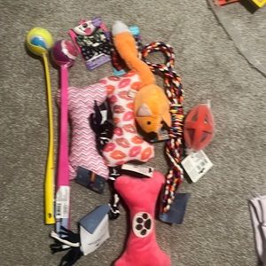 Dog toy bundle pick 2 toys and two bow ties